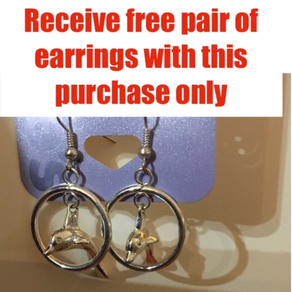 Dolphin silver earrings + Free pair2pairs)
